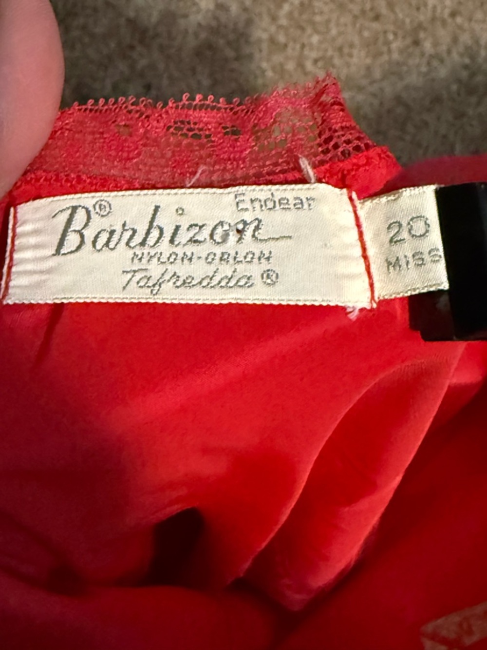 Vintage 40’s/50’s Barbizon Red Slip Dress with Lace Trim - Picture 8 of 8